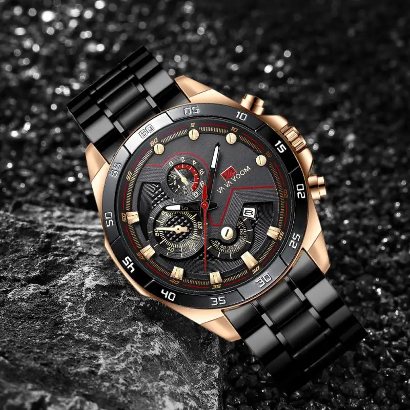 Luxury Stainless Steel Business Men Watches Relogio Quartz Clock Calendar Waterproof Fancy Round Automatic Watch