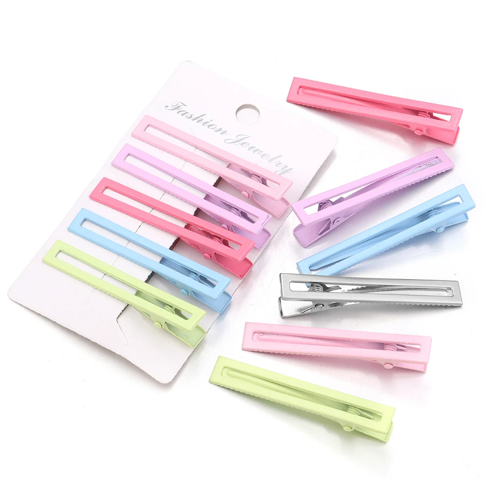 30 teile/los 6 cm Bunte Haar Clips Hohl Entenschnabel Haar Clip Für Schmuck Machen Haarnadeln Basis Make-Up Clips Haarnadel zubehör