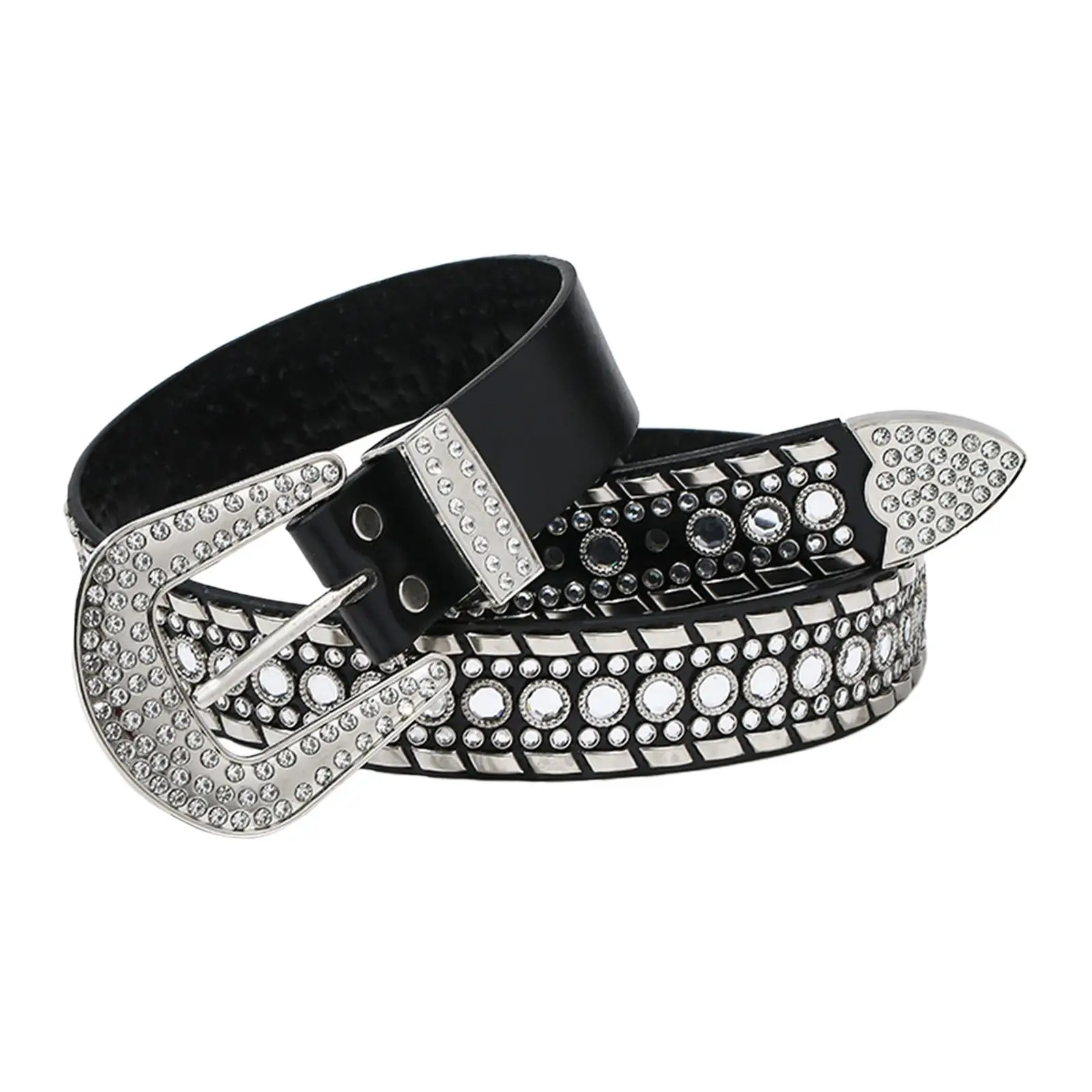 Women Rhinestone Belt Decorative Punk Accessories Eyelet Belt Waist Strap Belts for Dress Party Gothic Clothing Corset Trousers