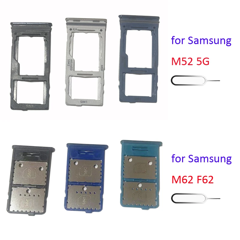 

For Samsung Galaxy M52 M62 F62 5G Original Phone New Sim SD Card Tray SIM Chip Slot Holder Drawer With Tools