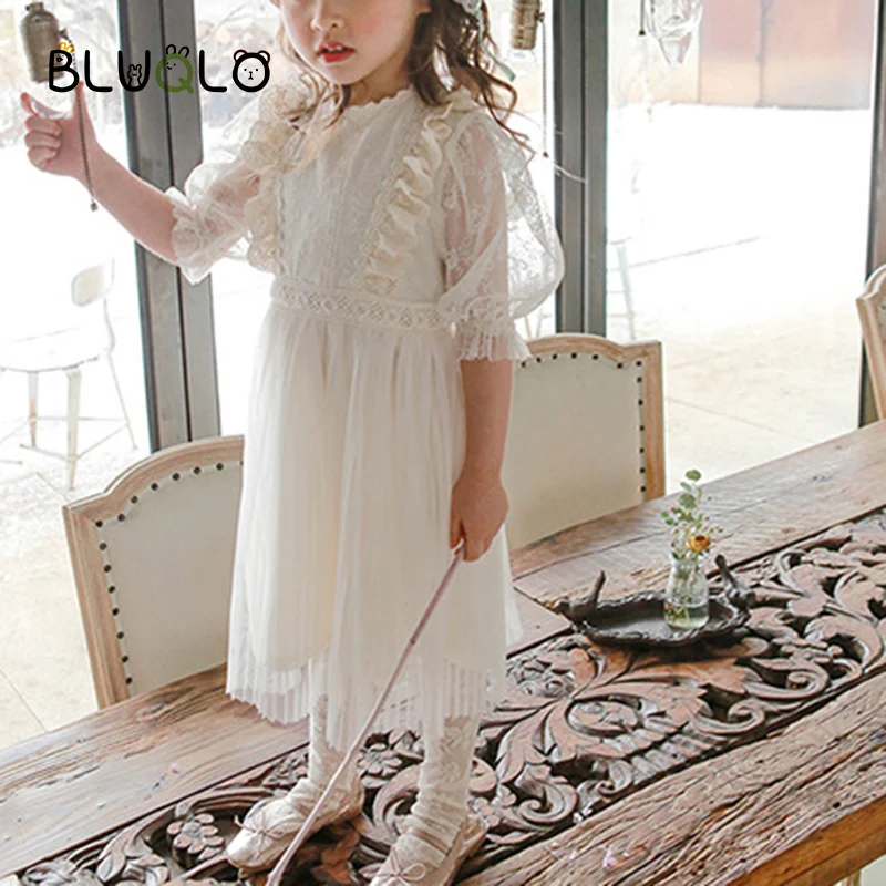 Baby Girls Fashion Dress Embroidery Fashion Kid Mesh Princess Birthday Dresses Children Clothes Kids Ball Gown White Pink Dress little girl skirt dress