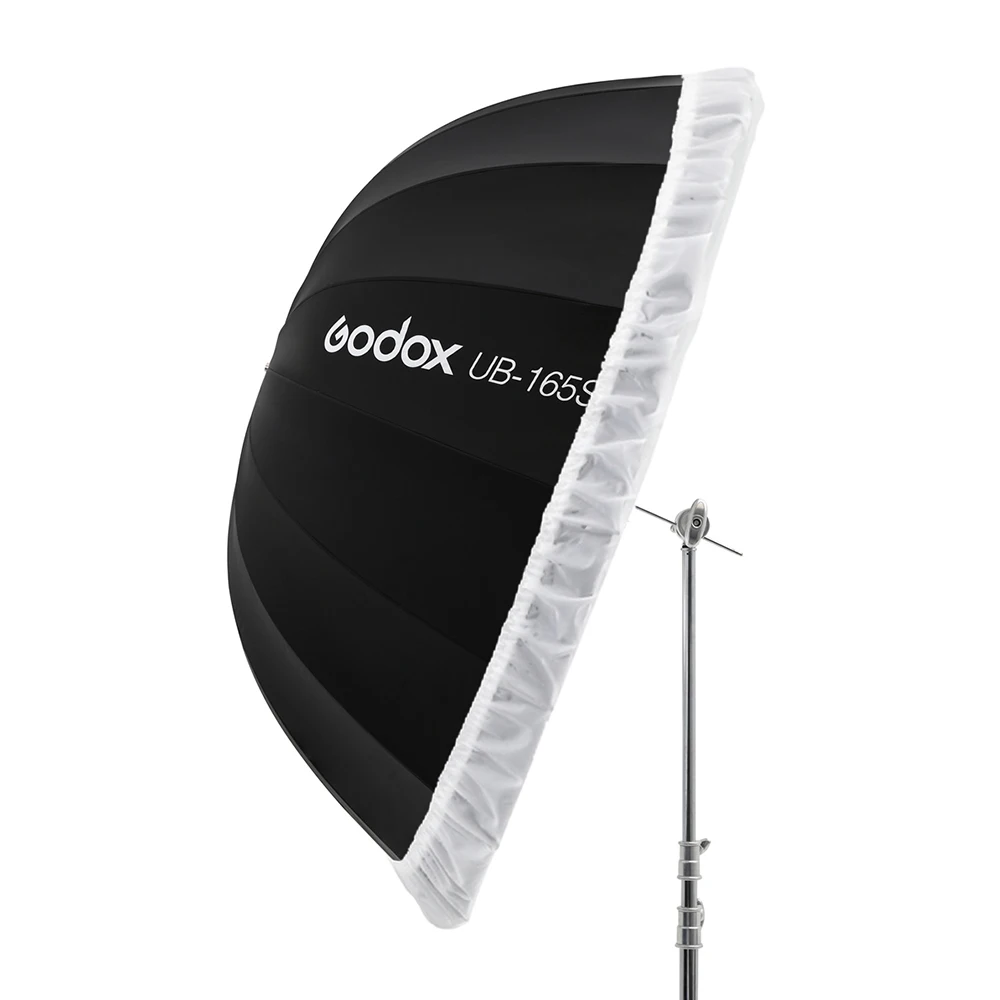 고독스 UB-165S 65인치(165cm) 파라볼릭 블랙 반사 우산 스튜디오 조명 우산 (블랙 실버 디퓨저 커버 천 포함)