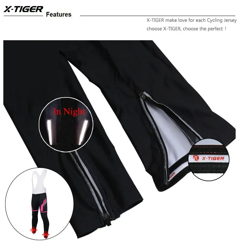 X-TIGER 사이클링 빕 반바지 여성용 로드 자전거 바지 MTB 스포츠 타이츠 겨울 사이클링 보온 바지 사이클링 스포츠웨어