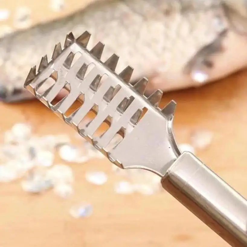 1 Pcs Stainless Steel Fish Scale Scraper Kitchen Artifact 2-in-1 Shrimp Thread Knife Intestines Fish Scale Scraper