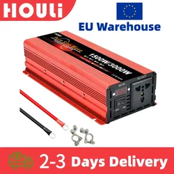 HOULI Inverter 1000W 1600W 2200W 3000W Pure Sine Wave 50Hz Przetwornica 12V 220V Europejska Car Inverter Accessoire Voiture