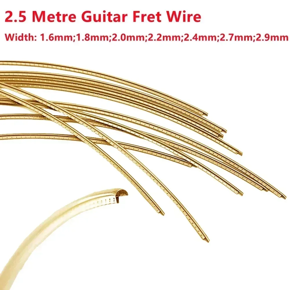 Radian Guitar Fret Wire 2.5Metre Guitar Fingerboard DIY Fret Wire Brass Width 1.6 1.8 2.0 2.2 2.4 2.7 2.9mm Brass For Bass