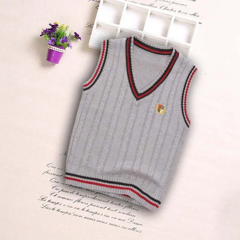 Autumn Boys Sweater Vest Clothes Baby Child Candy Color Knit Waistcoats Cartoon Letter Casual Sweatshirts For Kids Pullovers