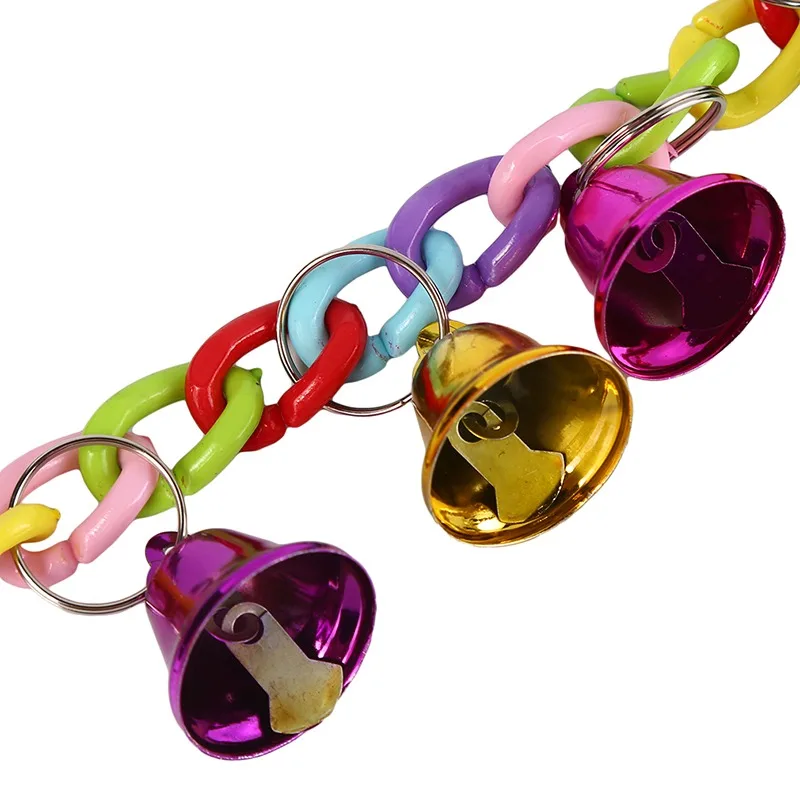 Birds Toys Funny Cockatiel Parakeet Conure Birds Bites Chew Bell Toy Acrylic Suspension Bridge Climbing Rope For Cages Swing Toy