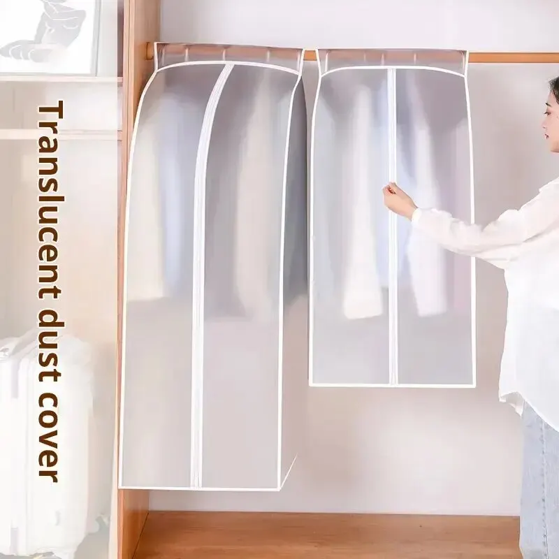 Clothes Dustproof Bag Hanging Storage Bag 1pc Garment Clothes Cover Protector Lightweight Closet Storage Bags Translucent Dustproof Waterproof Hanging Storage Bag