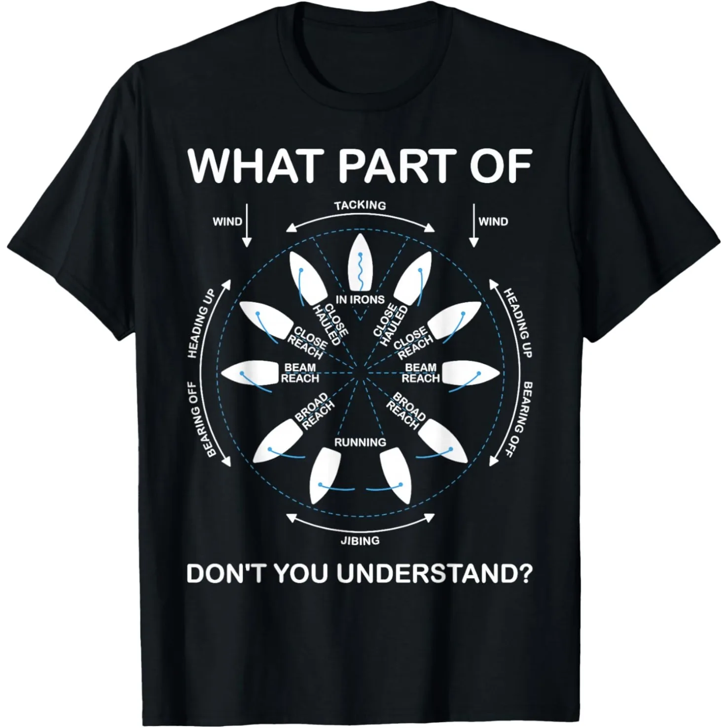 Lustige Points Of Sail Segelschiff-Matrosen-T-Shirts für Herren, reine Baumwolle, Humor-Streetwear-T-Shirt, kurzärmelig, Unisex, lockere Kleidung