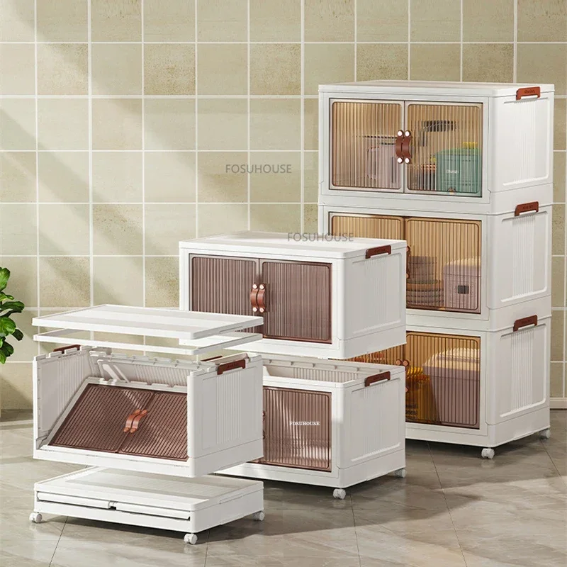 Nordic Metal Kitchen Cabinet for Kitchen Furniture Living Room Storage Cabinet Multifunction Pulley Multilayer Household Cupboar