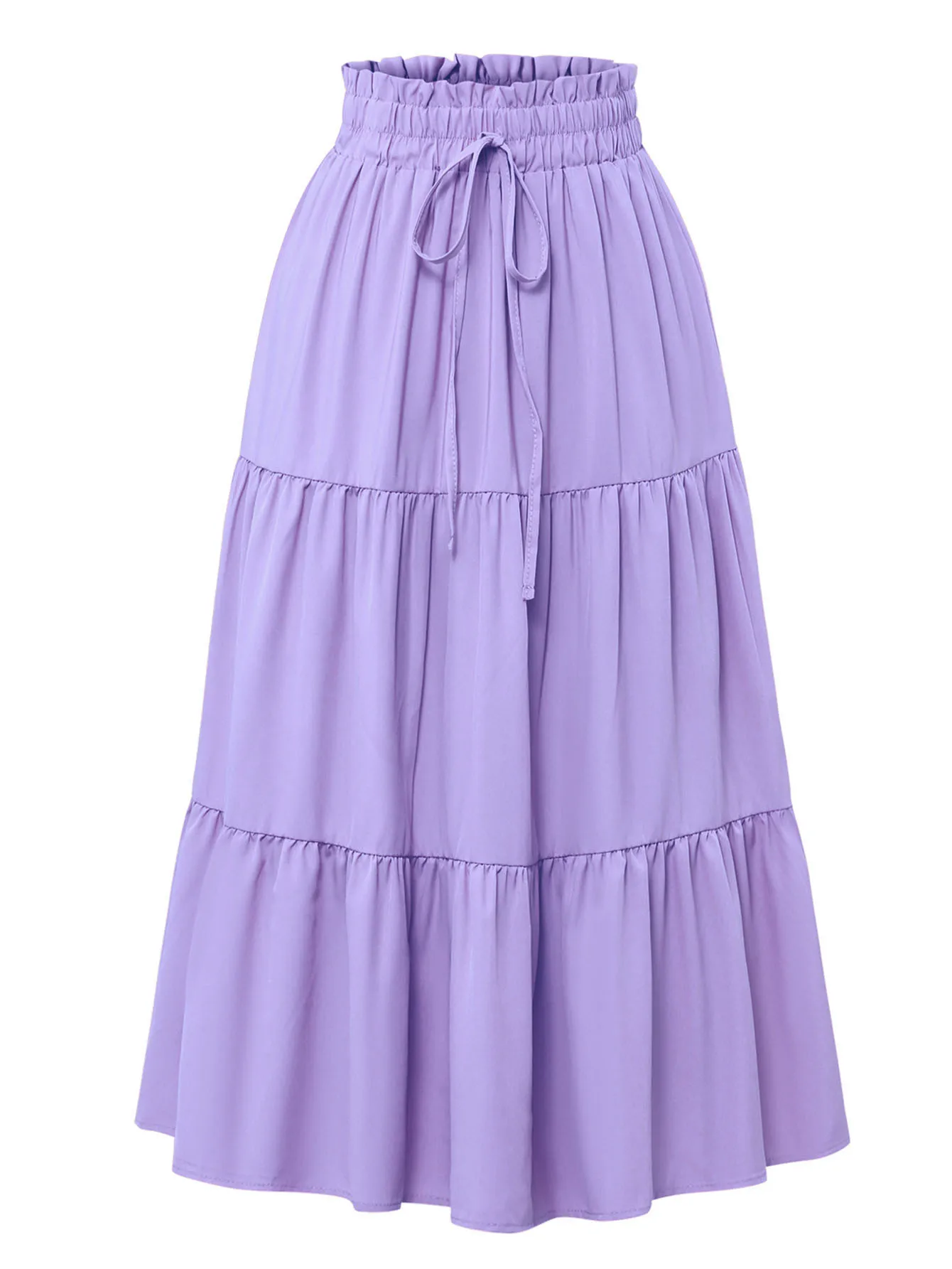 Women's Summer Solid Color Bohemian A-line Midi Skirts 2025 New Female Vacation Casual Loose Faldas