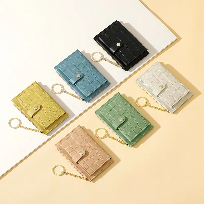 New Mini Student Female Coin Keychain Coin Purse Multi Card Slot Creative Zipper Card Holder