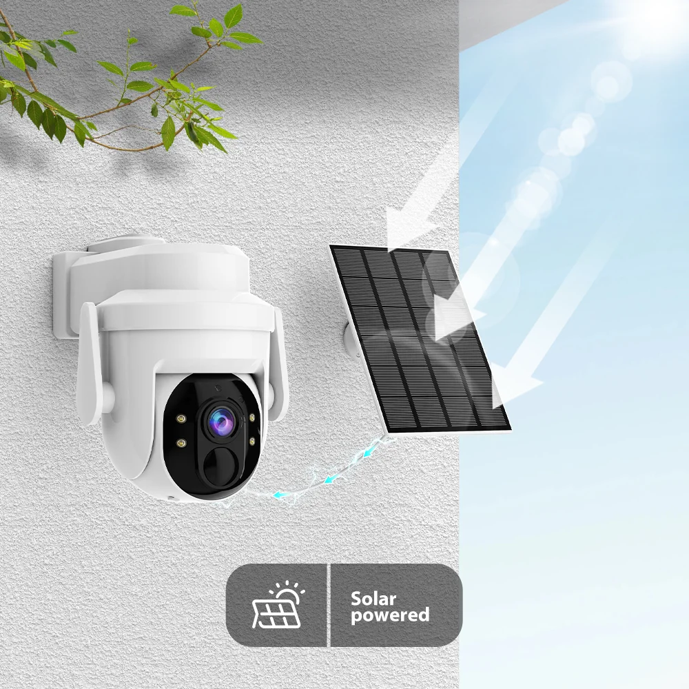 XVIM 4MP Solar Camera Outdoor Wireless WiFi PTZ Security Camera Solar Battery Powered Surveillance Protection HD Video Monitor 2
