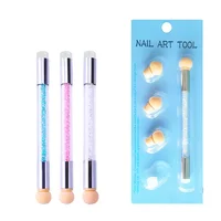 Nail Art Shading Pen Silicone Stamper Kits with 3 Sponge Head 1 Silicone Stamping PUFF Manicure Set NAB042B 1