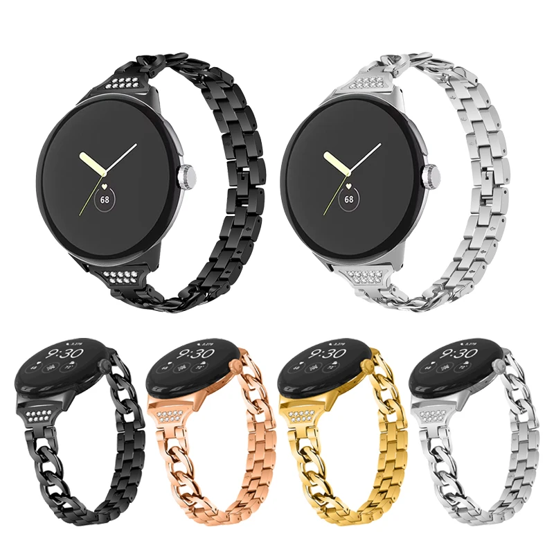 

Stainless Steel Strap for Google Pixel Watch Band Denim Diamond Metal Watchband bracelet accessories for pixel watch Straps