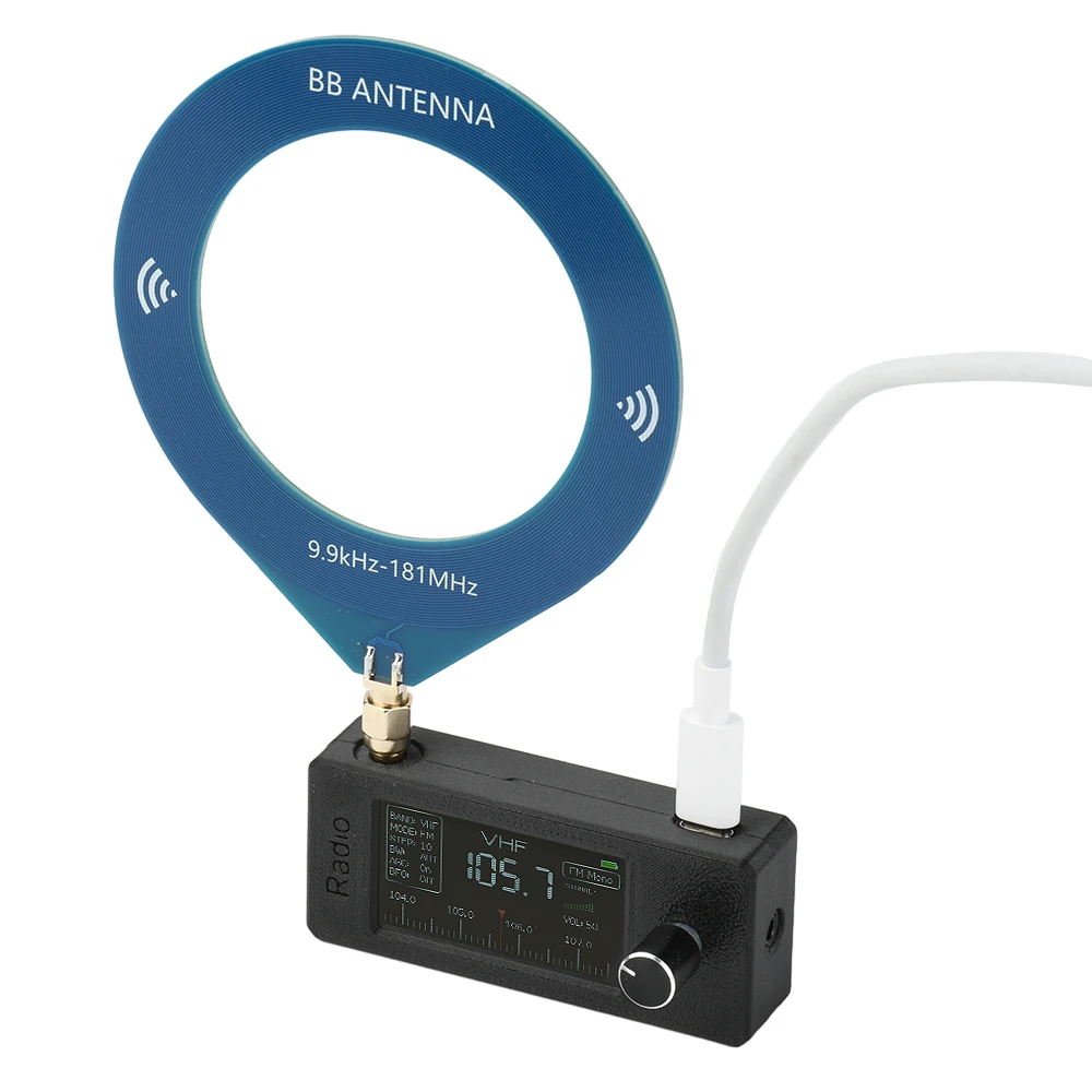 SI4732 풀 밴드 라디오 수신기 9.9-108MHz 1.9인치 IPS 디스플레이 ESP32-S3 루프 및 로드 안테나 포함 LSB USB AM FM