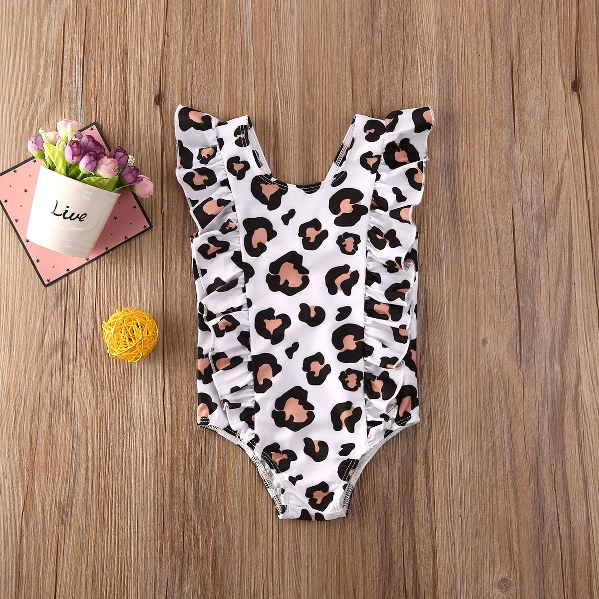 Children swimwear Kids Baby Summer Girl Ruffle Print Bikini Swimwear Swimsuit Bathing Beach Beach Wear Sleeveless Print Ruffles Bikini