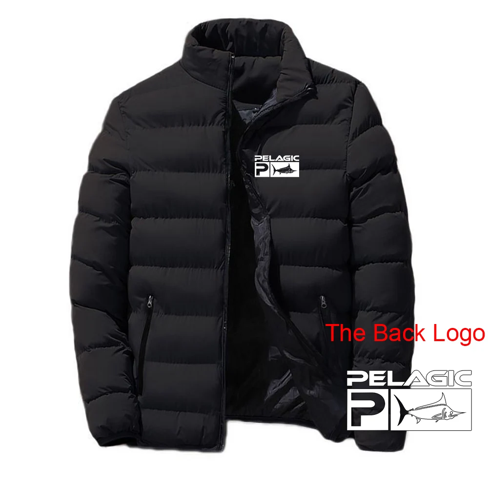 

2023 Pelagic Fishing Logo Autumn Winter Thicken Coat Men Jacket Fashion Cotton Padded Street Thick Warm Hooded Outerwear Clothe