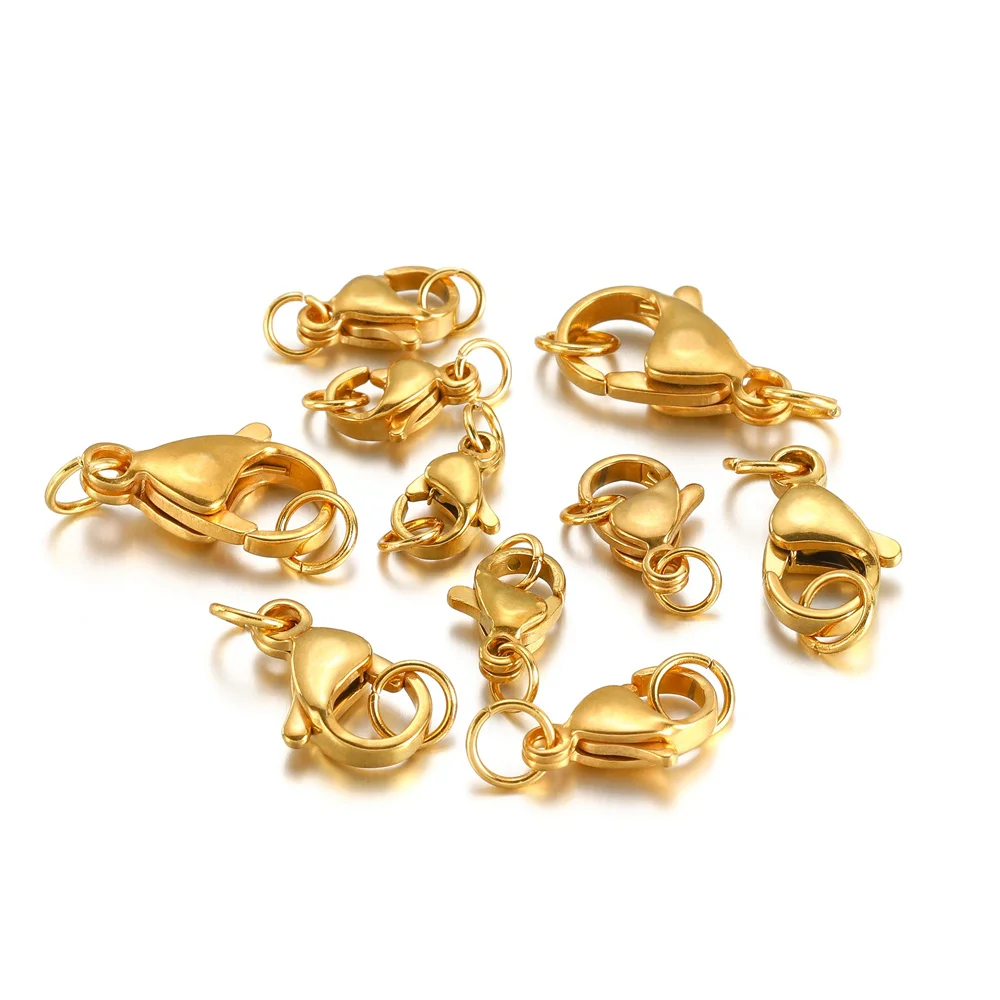 25 Stück Gold Edelstahl Karabinerhaken Verbinder Biegeringe für Armband Halskette Kette DIY Schmuckherstellung – Detail 2