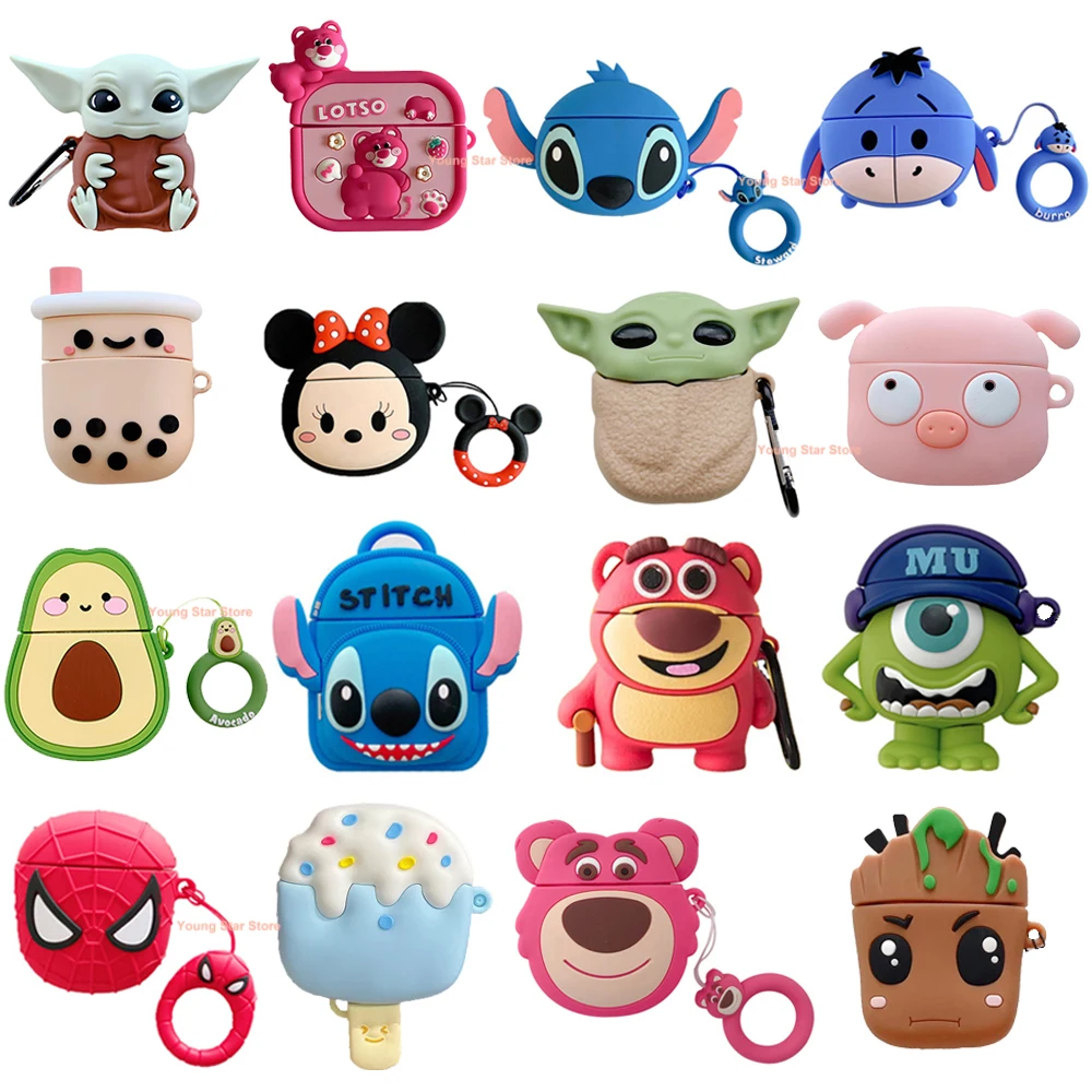 

Cute 3D Cartoon Cover for Apple AirPods 1 2 3 Case for AirPods Pro 2 Case Stitch Yoda Mickey Case Headphone Earphone Accessories