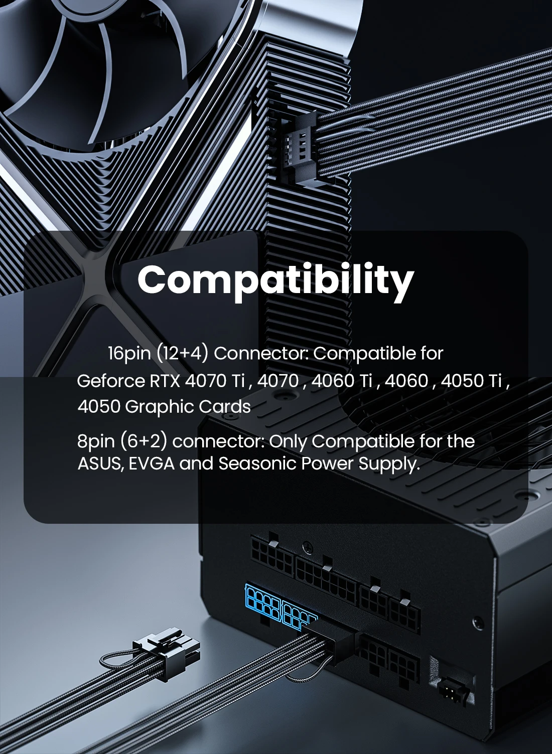 conector para RTX 4070 4080 4090, compatível