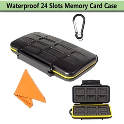 SD Card Waterproof 24 Slots Memory Holder Case Storage Box for 12 SD Cards and 12 TF/Micro SD Cards