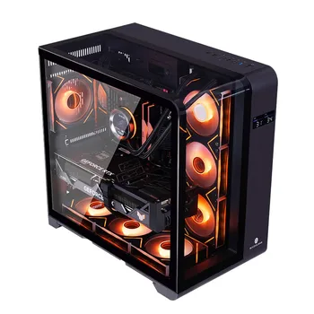 WJCOOLMAN Wentianplus Curved Glass Digital Display Sea View Room Gaming Computer Case Supports 360 Water Cooling ATX Motherboard