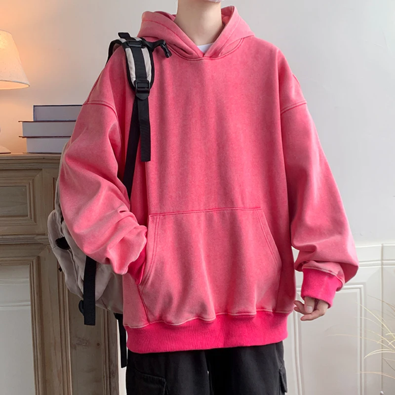 

Extfine Distressed Hip Hop Women Washed Hoodies Solid Color Heavy Fabric High Quality Sweatshirts Unisex Y2k Female Clothing