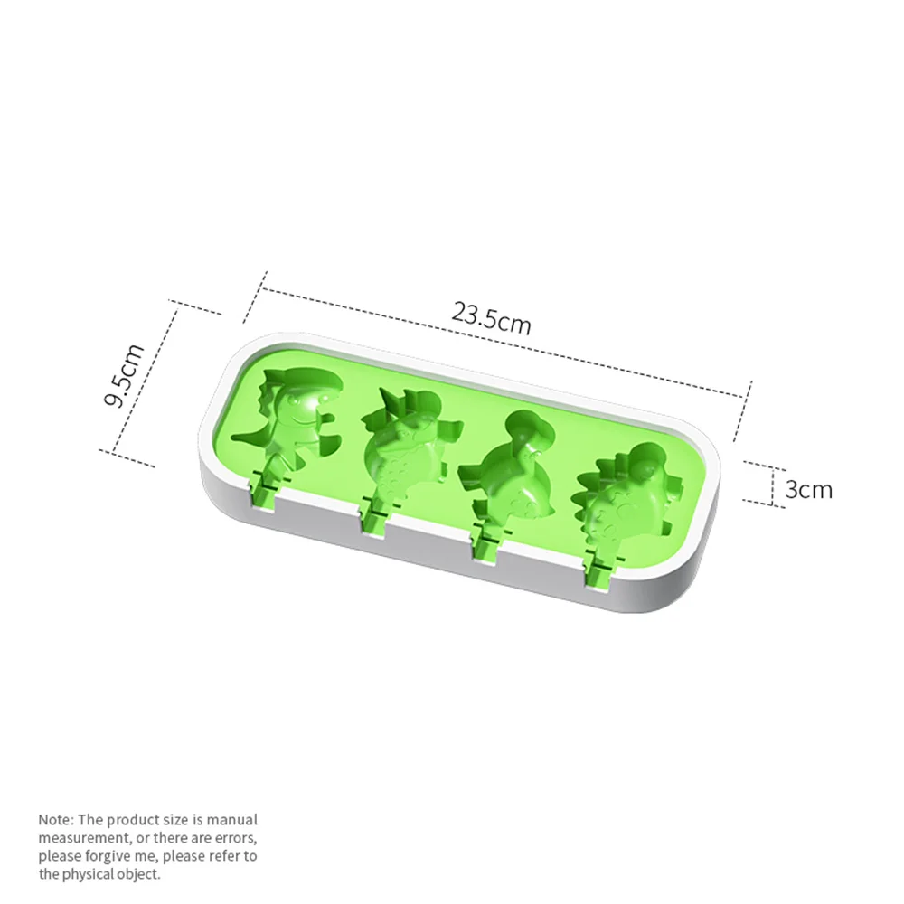 Silicone Ice Cream Mold with Lid and Sticks Dinosaur Shape
