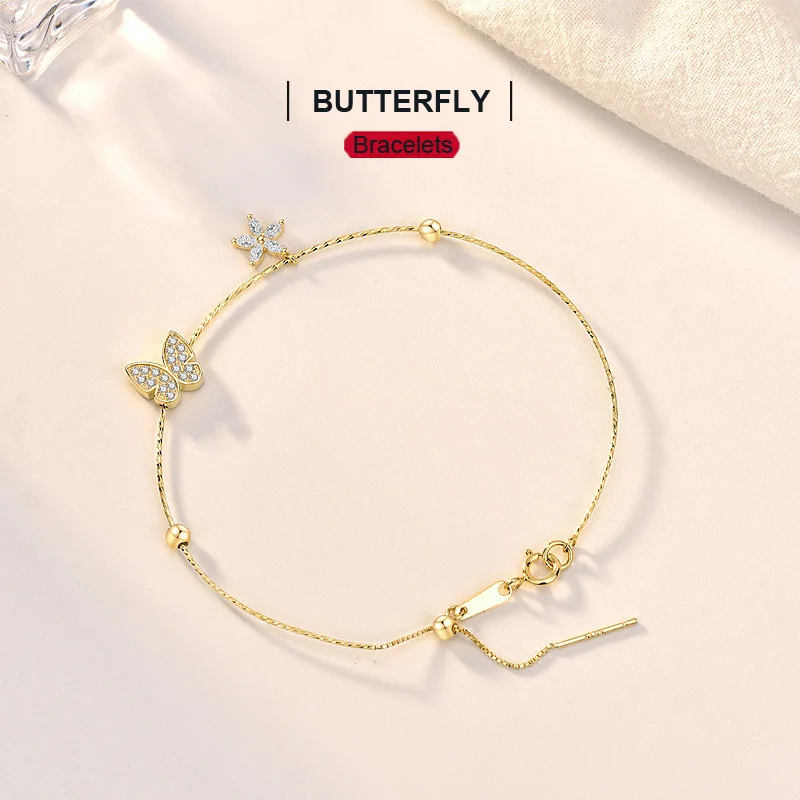 

Original Design 925 Sterling Silver Butterfly Bracelet for Women Korean Fashion with Adjustable Size for Valentine's Day
