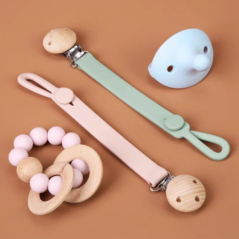 NEW Baby Silicone Bead Teethe Pacifier Beech Clip Chain Pacifier Infant Nipple Soother Newborn Teething Dummy Holder Shower Gift