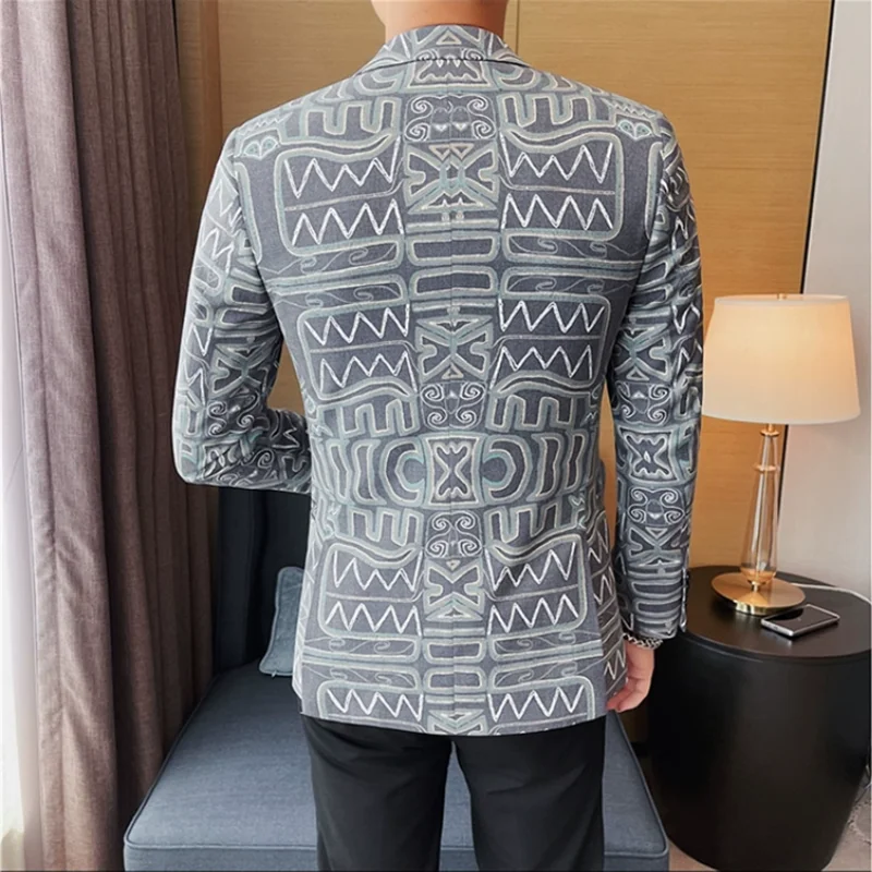 ジャケット スリムフィット スタイリッシュ S/4XL メンズプリントスーツジャケット,スリムフィット,カジュアル