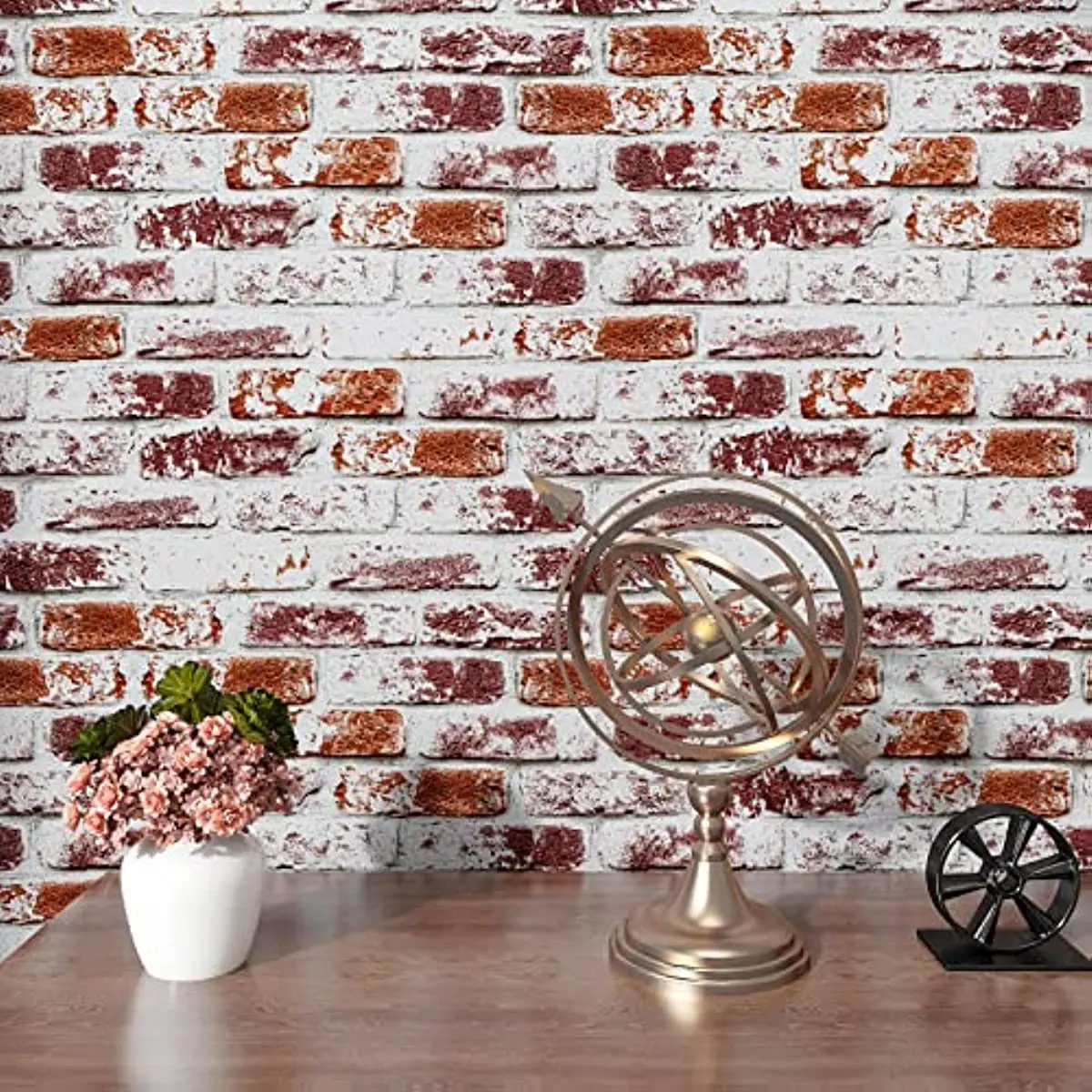 Rustic Painted Red Brick Peel and Stick Wallpaper Brick Contact Paper