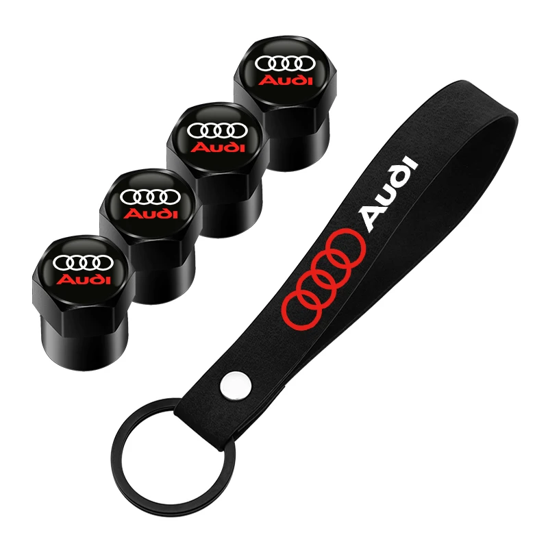 Car Tire Wheel Valve Caps Cover Suede Car Key Chain Ring Keychain car accessories For Audi A3 A4 A5 A6 A7 A8 S3 S4 Q2 Q3 Q5 Q7