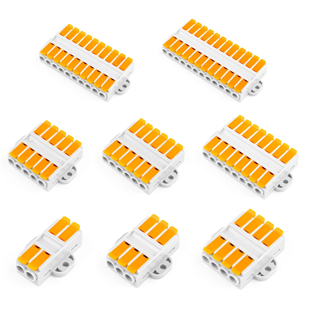 

Lever Wire Connectors DIY Splicing into 2/3/4/5/6/8/10/12 Way Butt Terminal Block Electrical Connector with Fixed Base 20-10 AWG