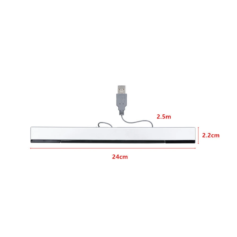 USB Wired Sensor Bar for WII Replacement Infrared IR Ray Motion Sensor Signal Receiver for Wii System with Stand-Black
