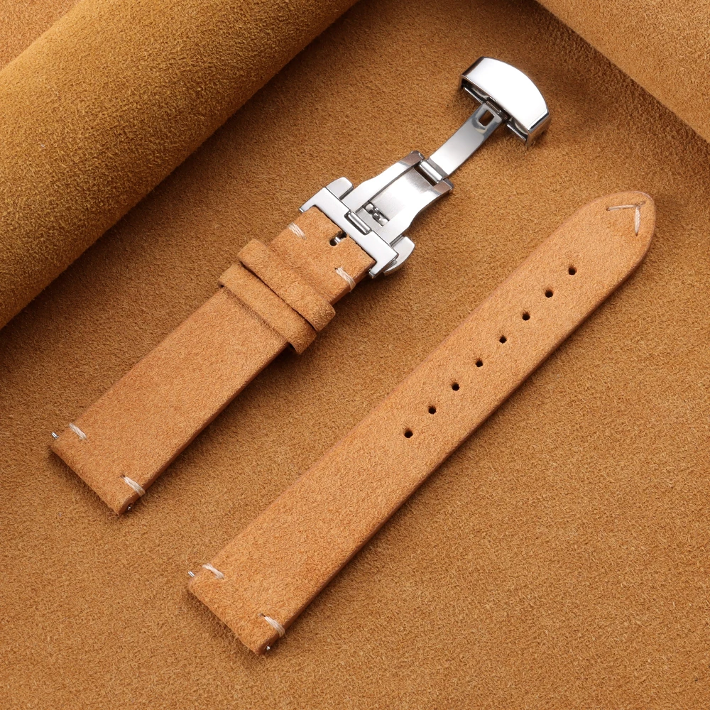 Luxurious Genuine Cowhide Suede Quick Release Watch Strap Bracelet