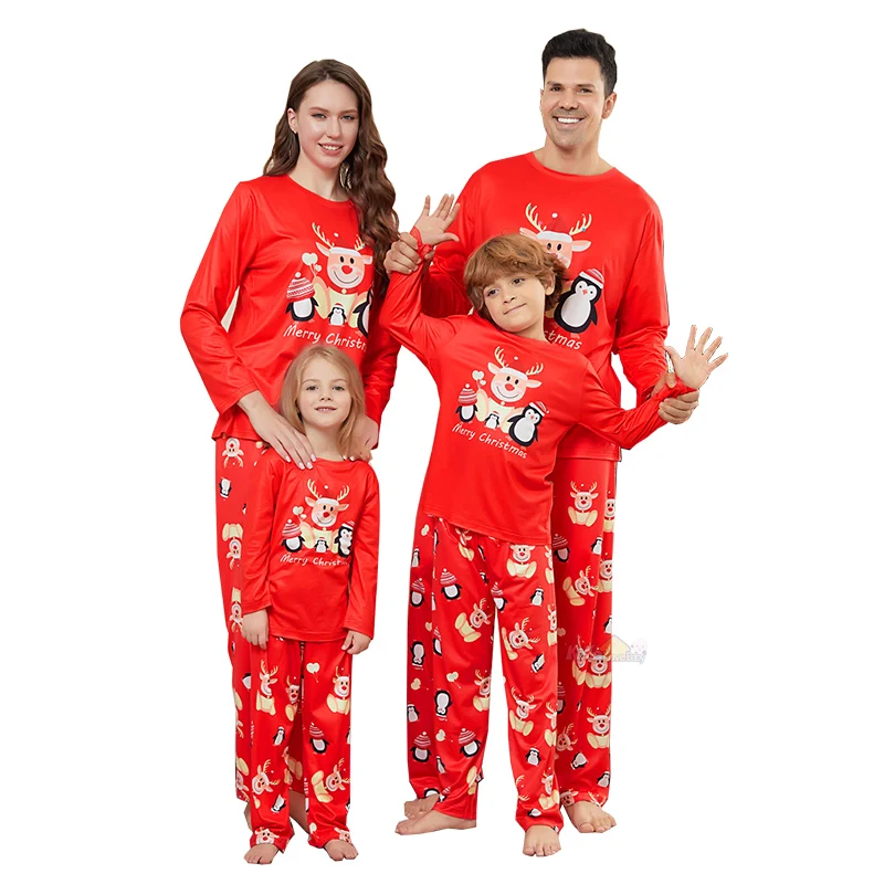 thumbnail image 1 of Nuevo conjunto de pijamas a juego para la familia de Navidad de 2025, ropa para adultos, mamá, papá, niños, traje de 2 piezas, mameluco para bebé, aspecto familiar navideño, 1 of 5