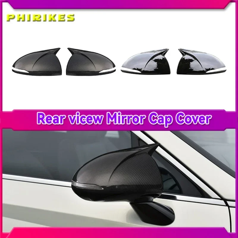 

2PCS Mirror Covers Caps RearView Mirror Case Cover For Hyundai Sonata DN8 2020 2021 Carbon Bright Black Cover car accessory