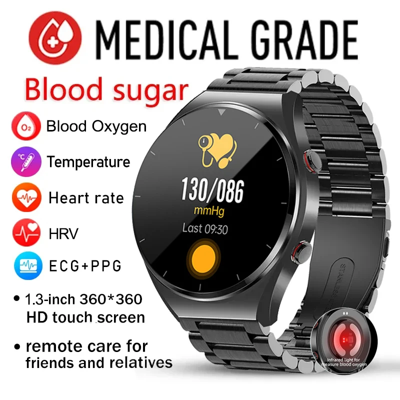 

New Best-selling non-invasive blood glucose test smartwatch Body temperature blood pressure blood oxygen monitoring smartwatch