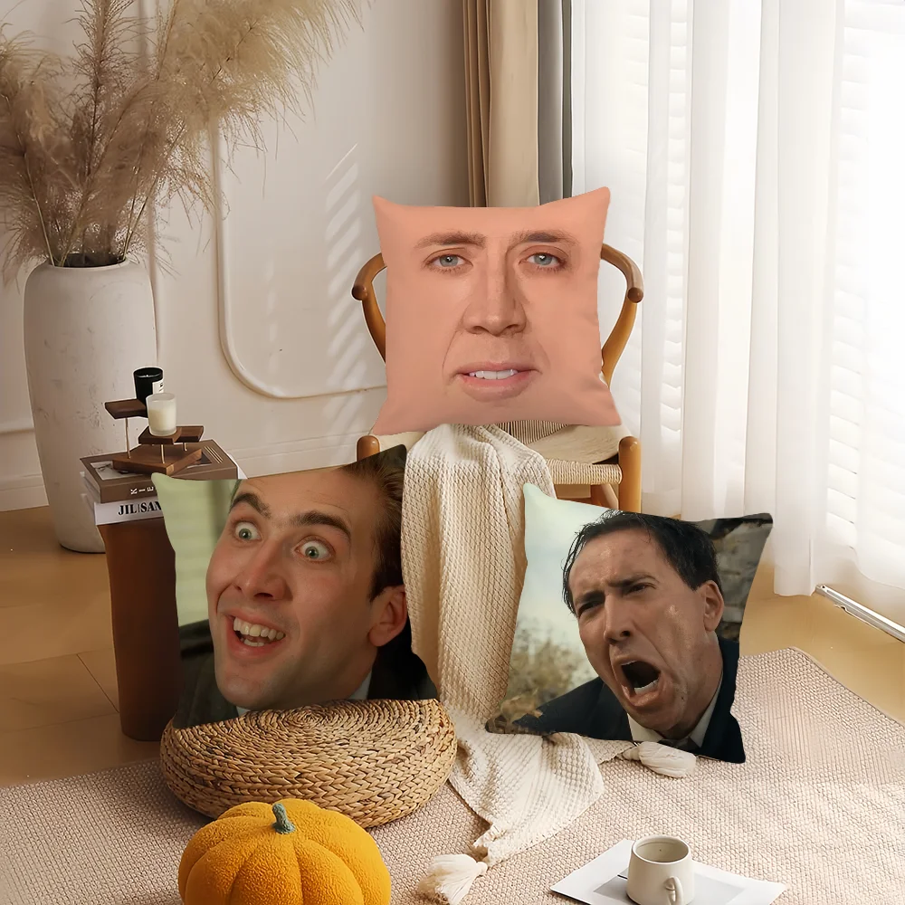 배우 뉴 팝 N-Nicolas C-Cage 재미있는 베개 케이스 사무실 쿠션 소파 자동차 침실 장식 쿠션 커버에 적합