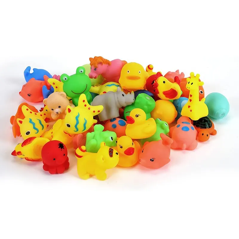 13pcs Baby Cute Animals Bath Toy Swimming Water Toys Soft Rubber Float Squeeze Sound Kids Wash Play Funny Toys Gifts 2