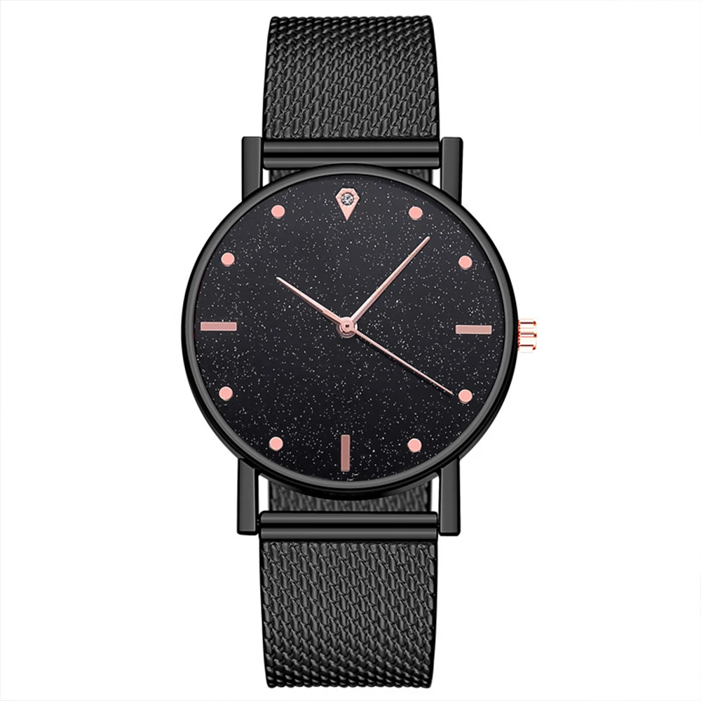 2PCS Set Black Luxury Rhinestone Watches Women Crystal Quartz Bracelet Watches Wristwatch Ladies Dress Wristwatch Clock