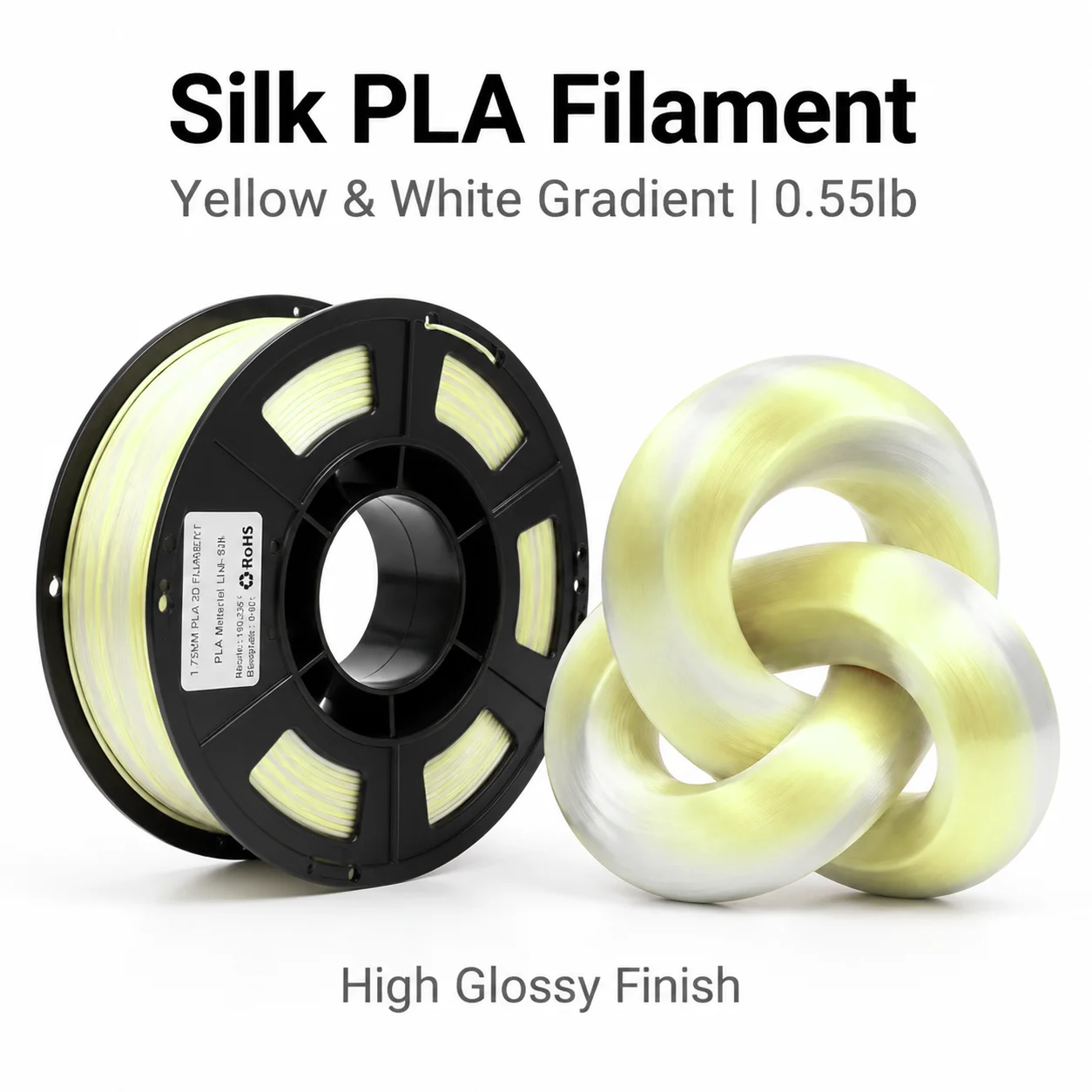실크 그라데이션 PLA 3D 프린팅 필라멘트 1.75mm 250g 싱글 롤 오렌지 화..