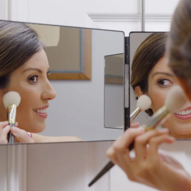 Miroir à trois volets Portable 360 avec crochets télescopiques réglables en hauteur, idéal pour une coupe de cheveux, maquillage essentiel pliable 2