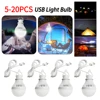 5-20PCS USB Light Bulb LED Camping Light Bulb Portable Emergency Light Hanging for Tent Emergency Fishing Hiking Garden Barbecue 2