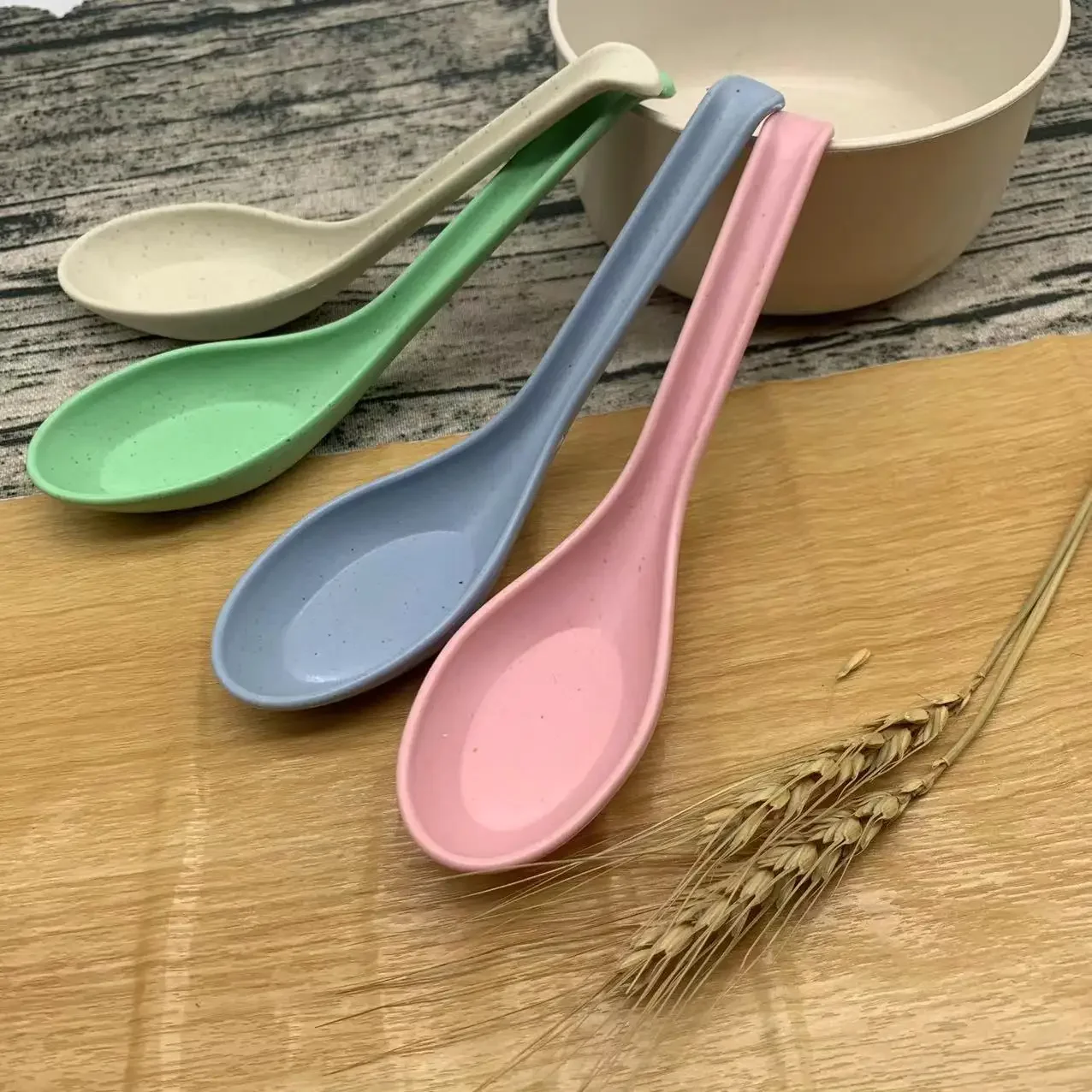 Wheat Straw Dinnerware Soup Spoons Japanese Rice Sauces Soup Spoon Creative Multi-color Tableware Hotel Restaurant Small Spoon soup spoon,wheat straw spoon