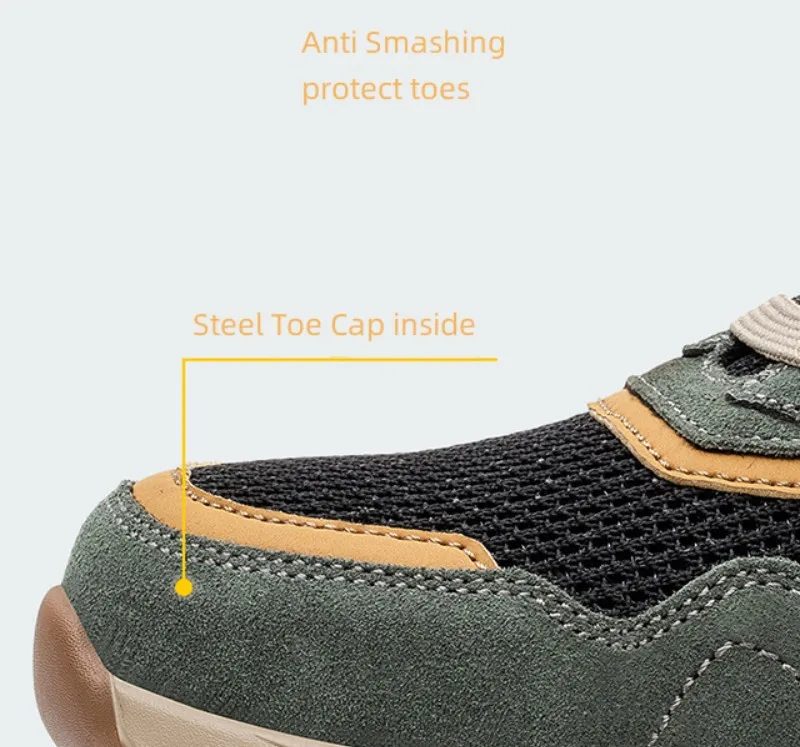 Diansen 2023 Herren Sicherheitsschuhe Neue Sommer Mesh Leichte Atmungsaktive Sneaker Pannensichere Rutschfeste Schutzarbeit_voghion.com