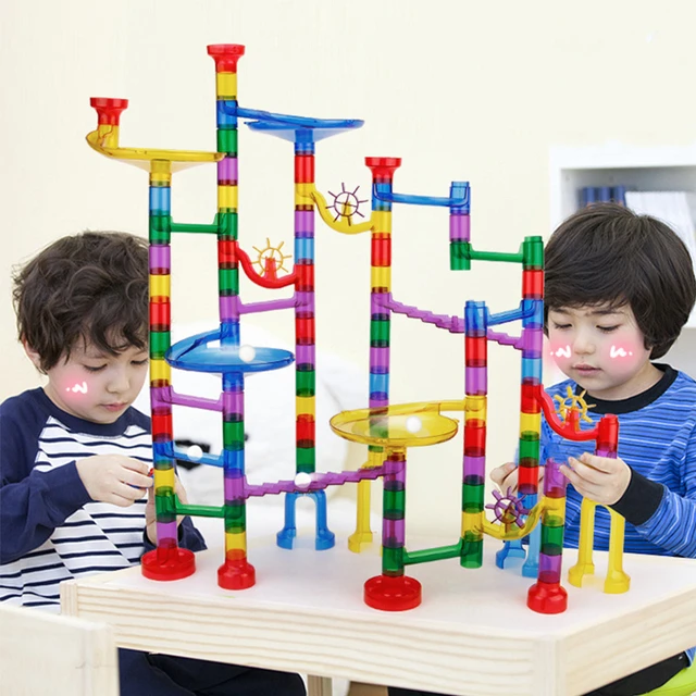 DIY Track Pipe Building Blocks For Children Ball Circuit Marble Race Run Maze Balls Educational Toys Gift Blocks Christmas Gift 1